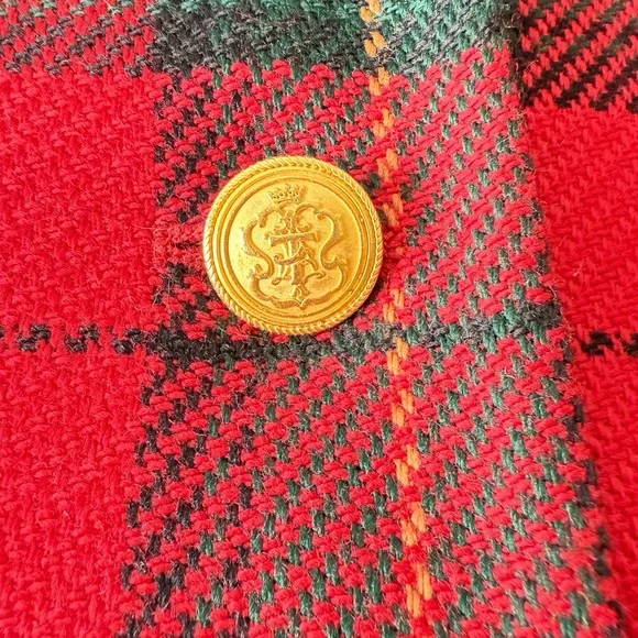 Vintage Talbots Red & Green Plaid Tartan 90’s Holiday Blazer Wool Jacket 8‎ - Picture 5 of 12